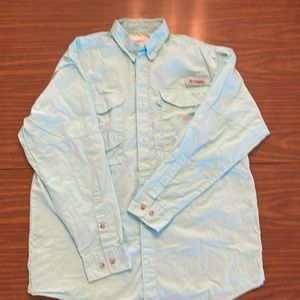 Columbus PFG long sleeve sea-green fishing shirt, mens SM